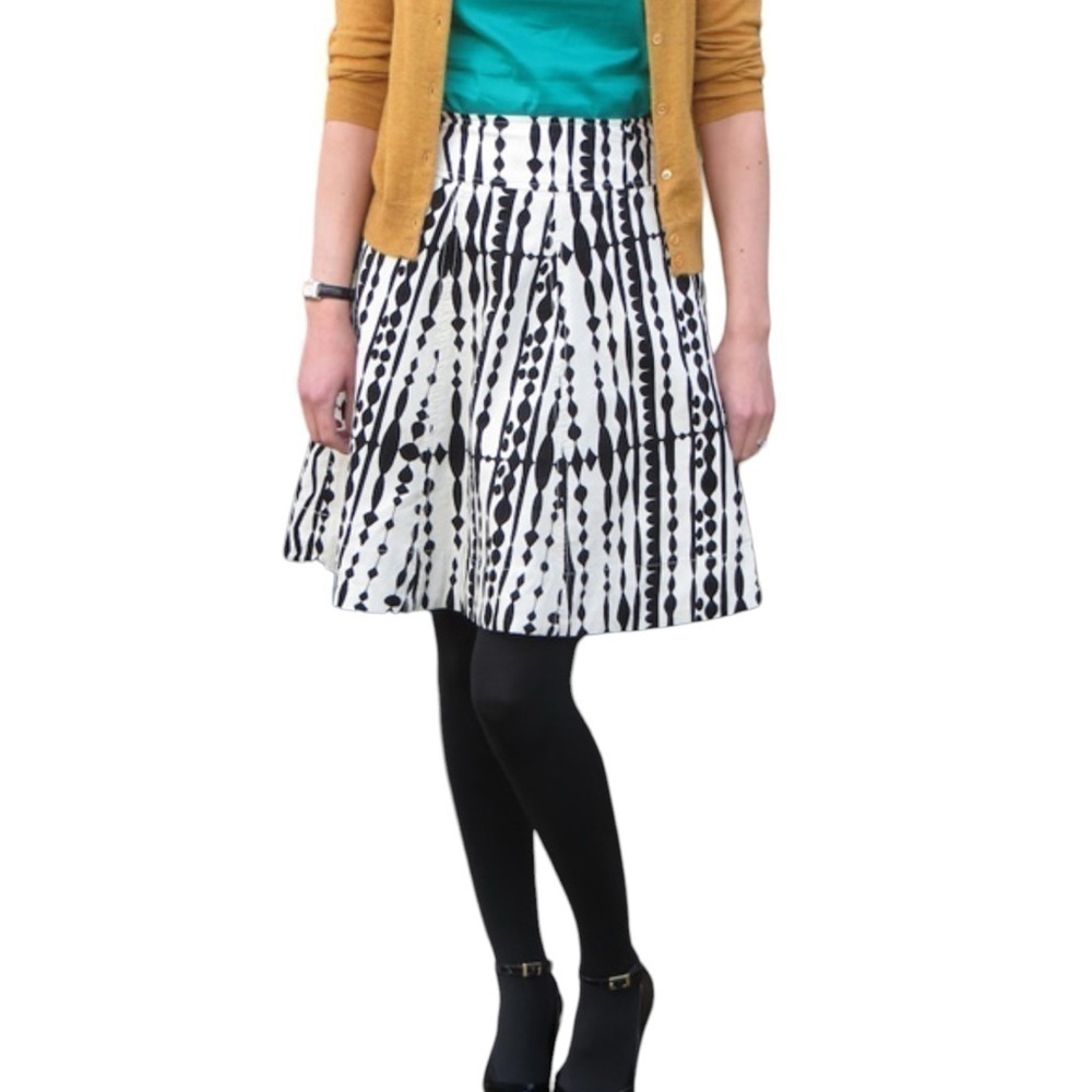 Anthropologie Postmark Black White Geometric A-Line Skirt Size 10 Cotton Lined